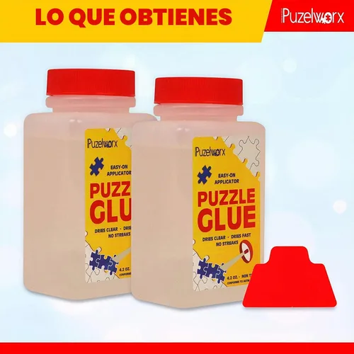 Vista 4 de Playkidz PuzzleWorx - Pegamento para rompecabezas, aplicador fácil de poner, paquete de 2, pegamento transparente no tóxico para rompecabezas