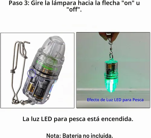 Vista 6 de Luz de pesca subacuática, luces de caída profunda de 4.3 pulgadas, impermeable, señuelo de pesca subacuático, luz de atracción intermitente, luz
