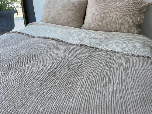Vista 5 de DEKADRON Manta de muselina 100% algodón, colcha de 4 capas, suave muselina de algodón turco, colcha reversible, visón