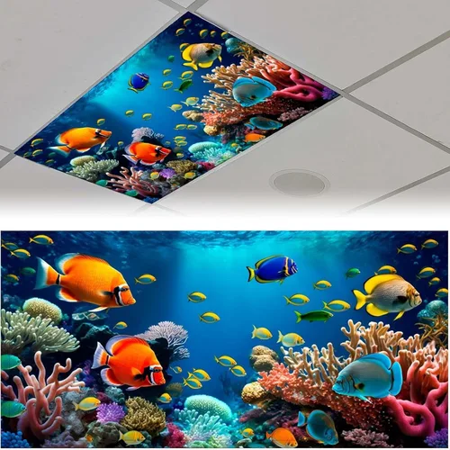 Vista 9 de Sunnyhut 2 cubiertas de luz fluorescente para luces de techo, cubierta magnética de árboles verdes para lámparas fluorescentes o LED