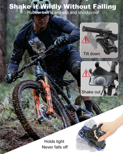 Vista 2 de Soporte de teléfono para bicicleta a prueba de golpes para cochecito, motocicleta, cochecito de bebé, carrito de compras, scooter, ebike, bicicleta