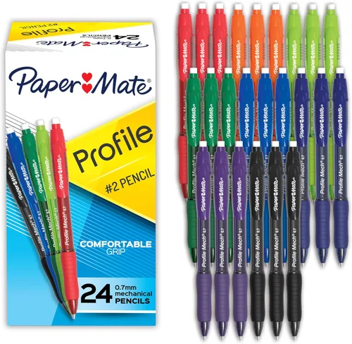Vista 10 de Paper Mate Profile Mech - Lápices mecánicos, punta de lápiz #2 de 0.028 in, agarre cómodo, colores de barril surtidos, 8 unidades, suministros