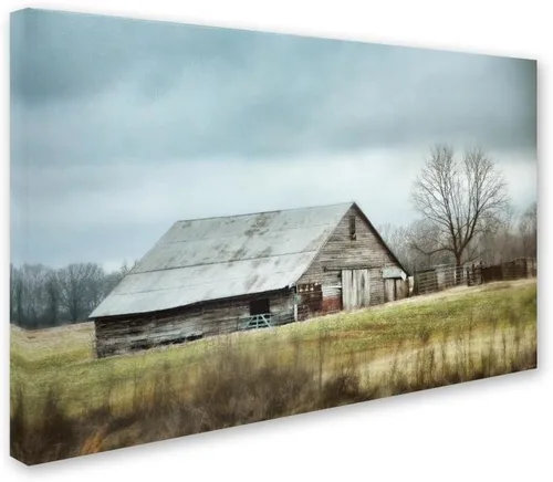 Vista 2 de Jai Johnson - Lienzo decorativo para pared, diseño de granero gris antiguo, 22 x 32 pulgadas
