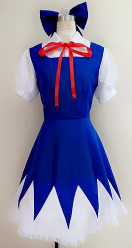 Vista 2 de Nsoking Disfraz de anime Cirno para cosplay, uniforme escolar, vestido de Halloween personalizado