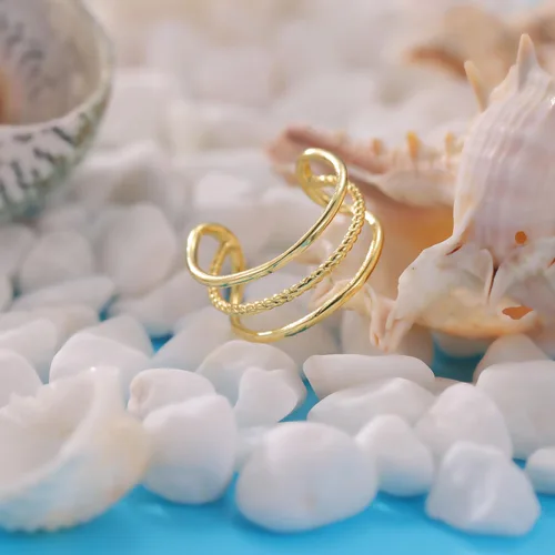 Vista 5 de PLOMFOV Anillos de dedo del pie de oro de 14 quilates rellenos de oro para mujer, anillos ajustables para los dedos del pie que no se deslustran