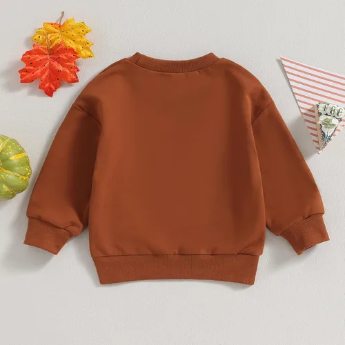 Vista 6 de Disfraz de Halloween para bebé, sudadera de calabaza con cuello redondo, suéter de manga larga, ropa de otoño