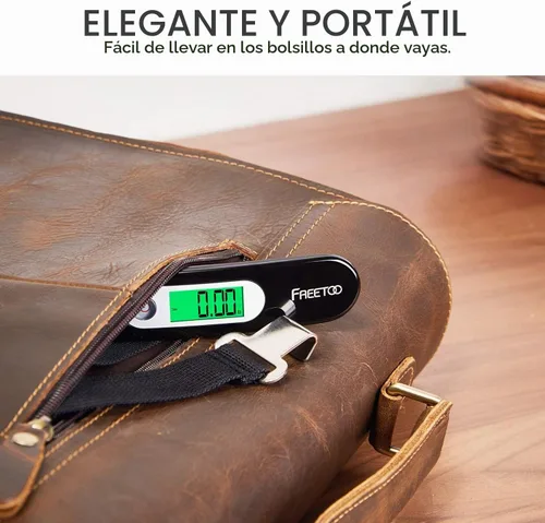 Vista 6 de FREETOO Báscula de equipaje portátil digital colgante para viajes, báscula de peso de maleta con laca de piano superior, capacidad de 110 libras