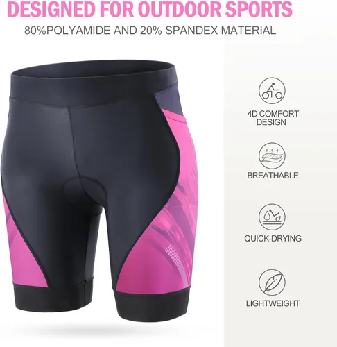 Vista 2 de Aeike Pantalones cortos de ciclismo acolchados 4D, transpirables, de secado rápido, a prueba de golpes, elásticos, para mujer