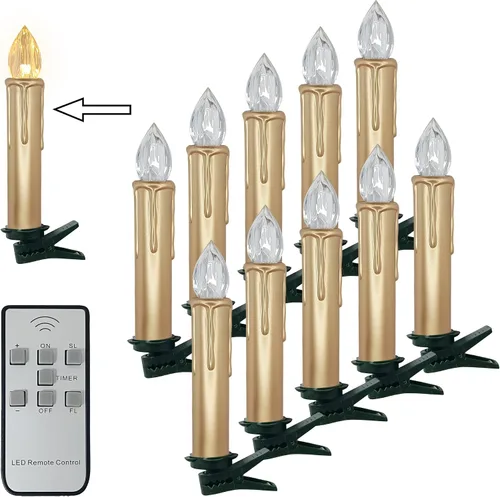Vista 15 de Velas LED sin llama, 6 velas cónicas blancas con control remoto para decoración de bodas, 4 pulgadas