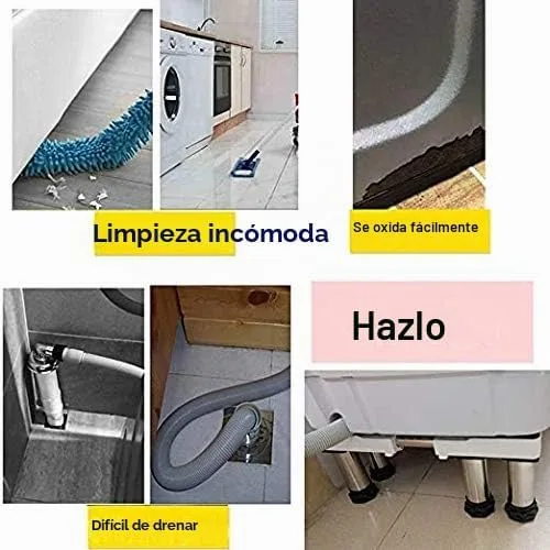 Vista 5 de Base de soporte para lavadora para nevera, estante alto, multifuncional, ajustable, soporte para lavadora y secadora, longitud de pedestal