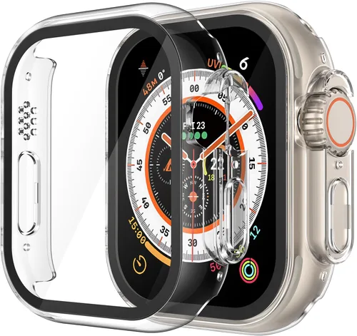 Vista 65 de Misxi Juego de 2 Fundas de Vidrio Templado Compatibles con Apple Watch Series 3 y Series 2 de 1.496 Pulgadas, Protector de Pantalla de Policarbonato
