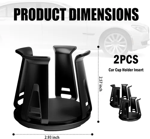 Vista 2 de 2 piezas de insertos para portavasos de coche con brazo de sujeción adaptativo, insertos autoadhesivos para portavasos de coche con soporte