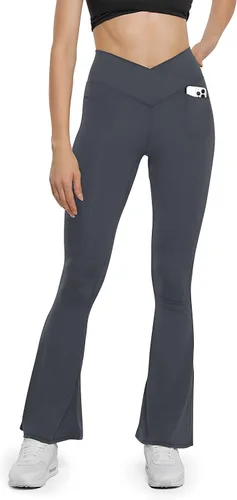 Vista 28 de HEGALY Pantalones de yoga acampanados para mujer, leggings cruzados, suaves, de cintura alta, pantalones casuales de entrenamiento con corte de bota