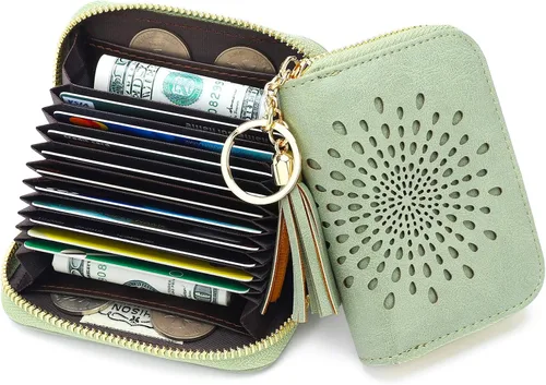 Vista 8 de APHISON RFID - Porta tarjeta de crédito con cremallera carteras pequeñas para mujer en cuero estilo girasol para mujer y niña caja de regalo 1927