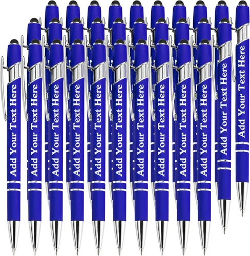 Vista 52 de Bolígrafos personalizados a granel grabados personalizados con punta de lápiz capacitivo, bolígrafos personalizados de tinta negra, regalos