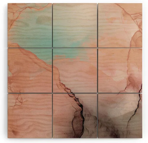 Vista 36 de Society6 Monika Strigel - Mural de pared de madera de sirena de verano de mediados de siglo, 4 x 4 pies, multicolor