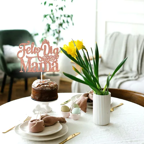 Vista 3 de Feliz Dia Mama - Decoración para tartas, decoración de pastel con la mejor mamá del mundo de España, suministros de fiesta para el día de la madre
