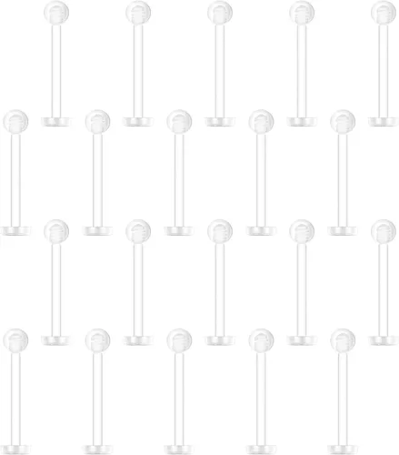 Vista 9 de Aretes transparentes de plástico para piercing deportivo, para el vientre, septum, ceja, labio, cartílago, tragus, labios, labio, retenedores