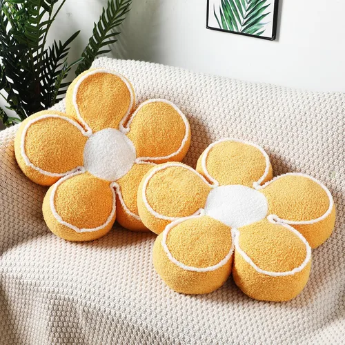 Vista 8 de Menkxi Paquete de 2 almohadas con forma de flores, lindas almohadas con forma de margaritas, cojín suave para el suelo, para sala de estar Blanco