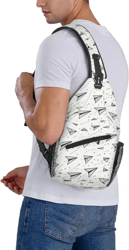 Vista 6 de Small Crossbody Bags for Women Men - Vintage Paper Airplane Print Adjustable Shoulder Bag Fanny Packs Belt Sling Bag Crossbody Purses Backpack for