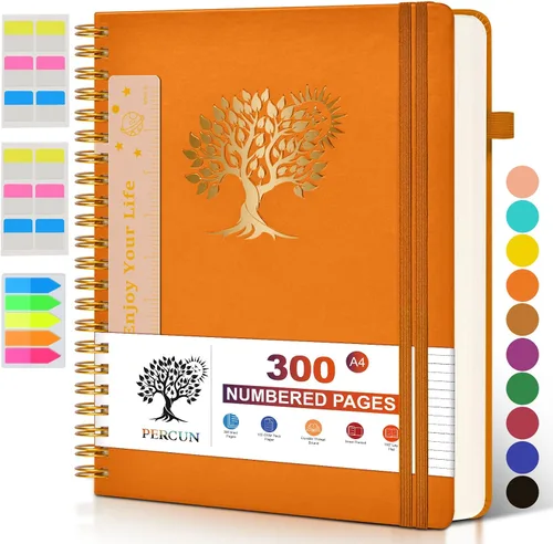 Vista 16 de Cuaderno grande en espiral para mujeres y hombres, 300 páginas rayadas numeradas, con rayas universitarias, cuaderno encuadernado en espiral de tapa