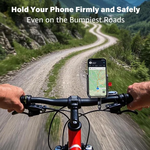 Vista 2 de Ralos Soporte de teléfono para bicicleta, soporte de aluminio para teléfono celular, abrazadera de teléfono celular para manillar de bicicleta