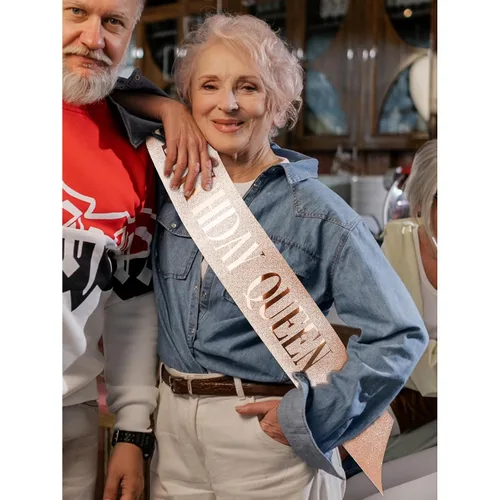 Vista 7 de CIEHER Banda de cumpleaños Queen con tela brillante para mujeres y niñas