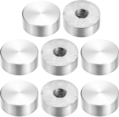 Vista 56 de uxcell M6 Rosca 0.787 in de diámetro de forma redonda de aluminio disco hardware 1pcs, aluminio círculo disco vidrio adaptador superior para mesa