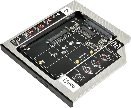 Vista 9 de MSATA NGFF B/M-Key SSD a Slimline SATA 13Pin Caddy Case para 0.374 in Universal Laptop CD/DVD-ROM Optical Bay