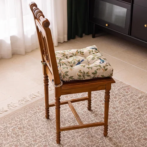 Vista 3 de vctops Cojines para silla de estilo rústico con estampado de pájaros y lazos Cojines para silla en forma de U suaves y cómodos Almohadillas