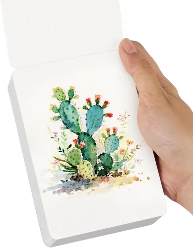Vista 9 de Lightwish 60 Hojas Mini Cuaderno de Bocetos de Acuarela 2.6 * 2.6'' Prensado en Frío 300gsm/140lb, Cuaderno de Pintura Cuadrado Portátil Desgarrable