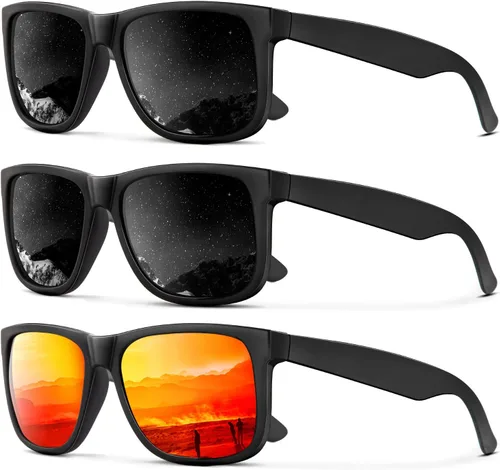 Vista 41 de KALIYADI Sunglasses Men Polarized Sun glasses for Mens Womens Classic Matte Black Frame UV Protection 3pack negro + negro + amarillo + amarillo