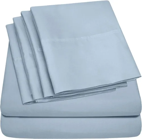 Vista 52 de Juego de sábanas de 4 piezas para camas individuales de 1500 hilos de microfibra de cepillado fino con bolsillo profundo - 1 funda de almohada