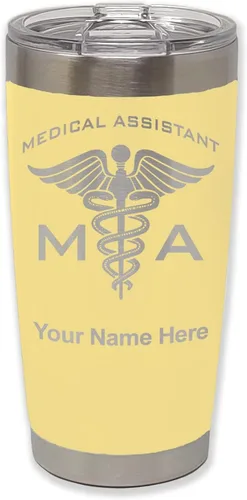 Vista 15 de LaserGram Taza aislada al vacío de 20 onzas, asistente médico MA, grabado personalizado incluido (negro)