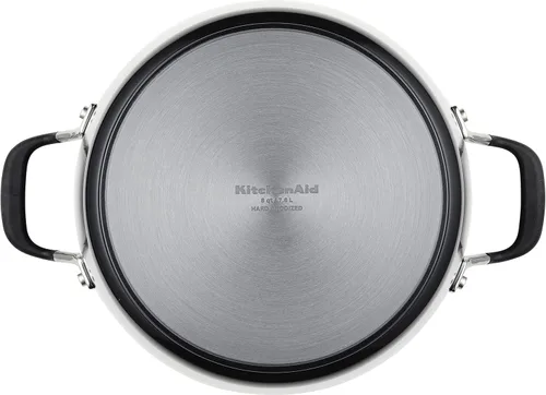 Vista 9 de KitchenAid 84805 Olla antiadherente anodizada dura con tapa, 8 cuartos de galón, color negro ónix