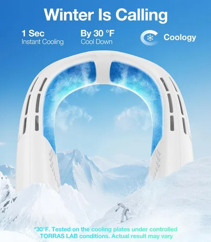 Vista 3 de TORRAS COOLIFY - Aire acondicionado de cuello 2S, enfriador personal portátil y calentador de viento fuerte, 3 velocidades, ventilador de cuello