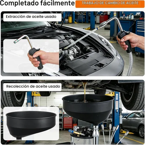 Vista 2 de Tanque de drenaje de aceite residual, extractor de drenaje de aceite y kit colector Drenador neumático para fluidos automotrices Contenedor