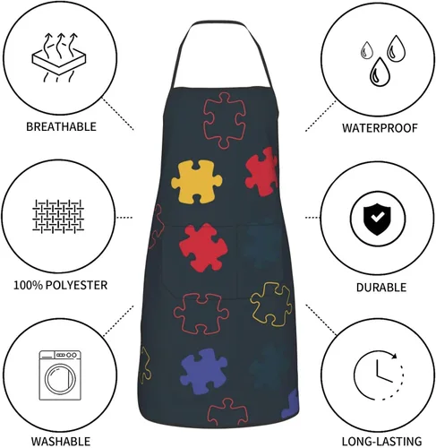 Vista 6 de Sigouyinei Delantales para mujeres con bolsillos, delantal para hombres, delantal adecuado para chefs camareros, técnicos de uñas para hornear