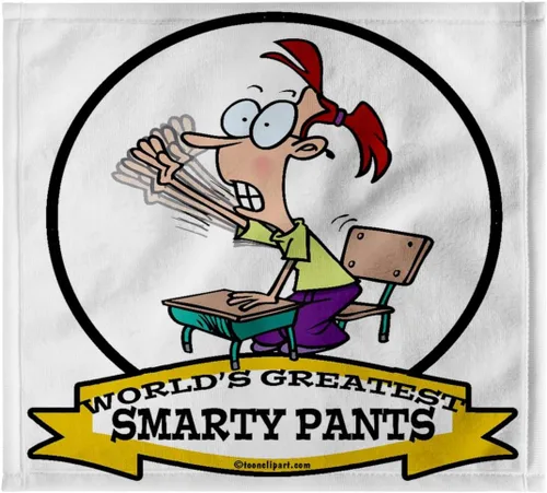 Vista 7 de 3dRose Funny Worlds Greatest Smarty Pants Cartoon 15x22 Hand Towel