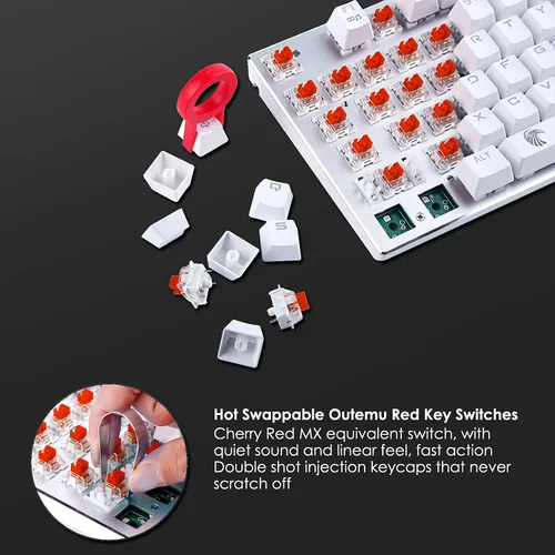 Vista 5 de Z-88 teclado mecánico para juegos retroiluminado con luces LED de arcoíris a prueba de agua con teclas completas anti-ghosting con interruptores