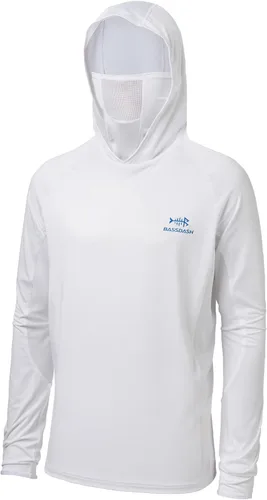 Vista 21 de Bassdash UPF 50+ Camisa de pesca de manga larga para hombre con máscara y pasamontañas UV para el cuello Verde Aqua
