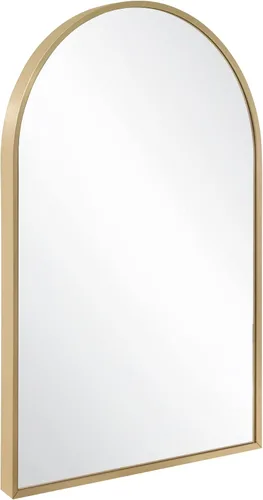Vista 4 de Design House Maeve 596528-GLD - Espejo decorativo de pared arqueado, 30 pulgadas de alto x 20 pulgadas de largo, marco de metal moderno, para sala