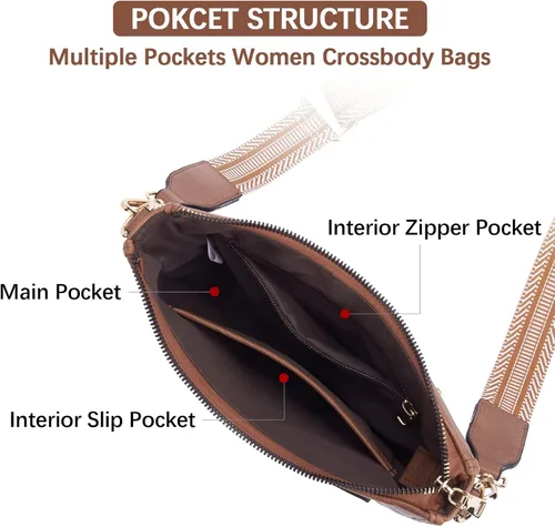 Vista 8 de BOSTANTEN Bolsas cruzadas de hombro para mujer, de piel vegana, a la moda, con correa de guitarra ajustable