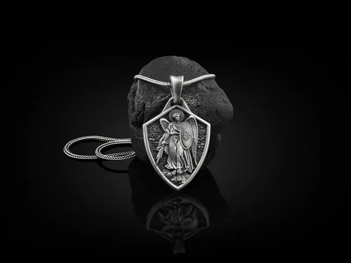 Vista 3 de BySilverStone Jewelry - Collar de plata de ley de San Miguel Arcángel para hombre, joyería de plata de San Miguel Cristiano, colgante de arcángel
