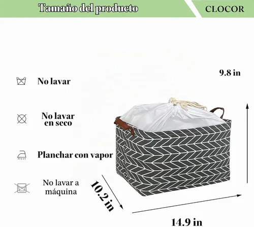 Vista 6 de CLOCOR Cesta de almacenamiento rectangular, cesta de almacenamiento plegable con bonito patrón, caja de almacenamiento de revestimiento impermeable