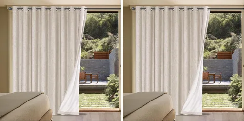 Vista 125 de H.VERSAILTEX Cortinas 100% opacas con aislamiento térmico, texturizadas, de lino, con bloqueo completo de calor y luz, para sala de estar y Negro