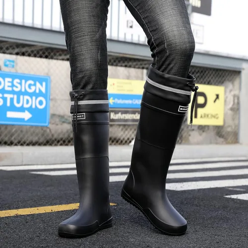 Vista 5 de YUHITYGZGS Botas de lluvia para hombre, botas de goma impermeables, botas de lluvia para hombre, botas de jardín, cómodas, ligeras, botas de lluvia