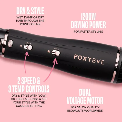 Vista 3 de Foxybae Super Styler - Juego de cepillos secadores 4 en 1 - Difusor, cepillo de soplado, barril de rizado de 1.25 pulgadas y cilindro de secado
