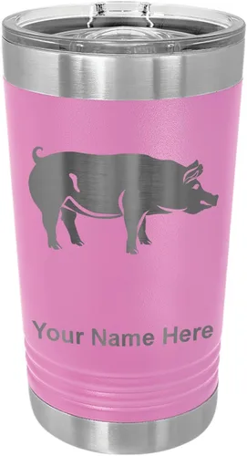 Vista 18 de LaserGram Vaso de pinta aislado al vacío de 16 onzas, cerdo, grabado personalizado incluido (negro) Engraved Gift, Vacuum Insulated Stainless