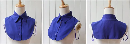 Vista 2 de 3 piezas de cuello falso desmontable Dickey cuello blusa media camisas falso cuello para mujeres niñas azul marino rosa, rosado, azul, azul marino